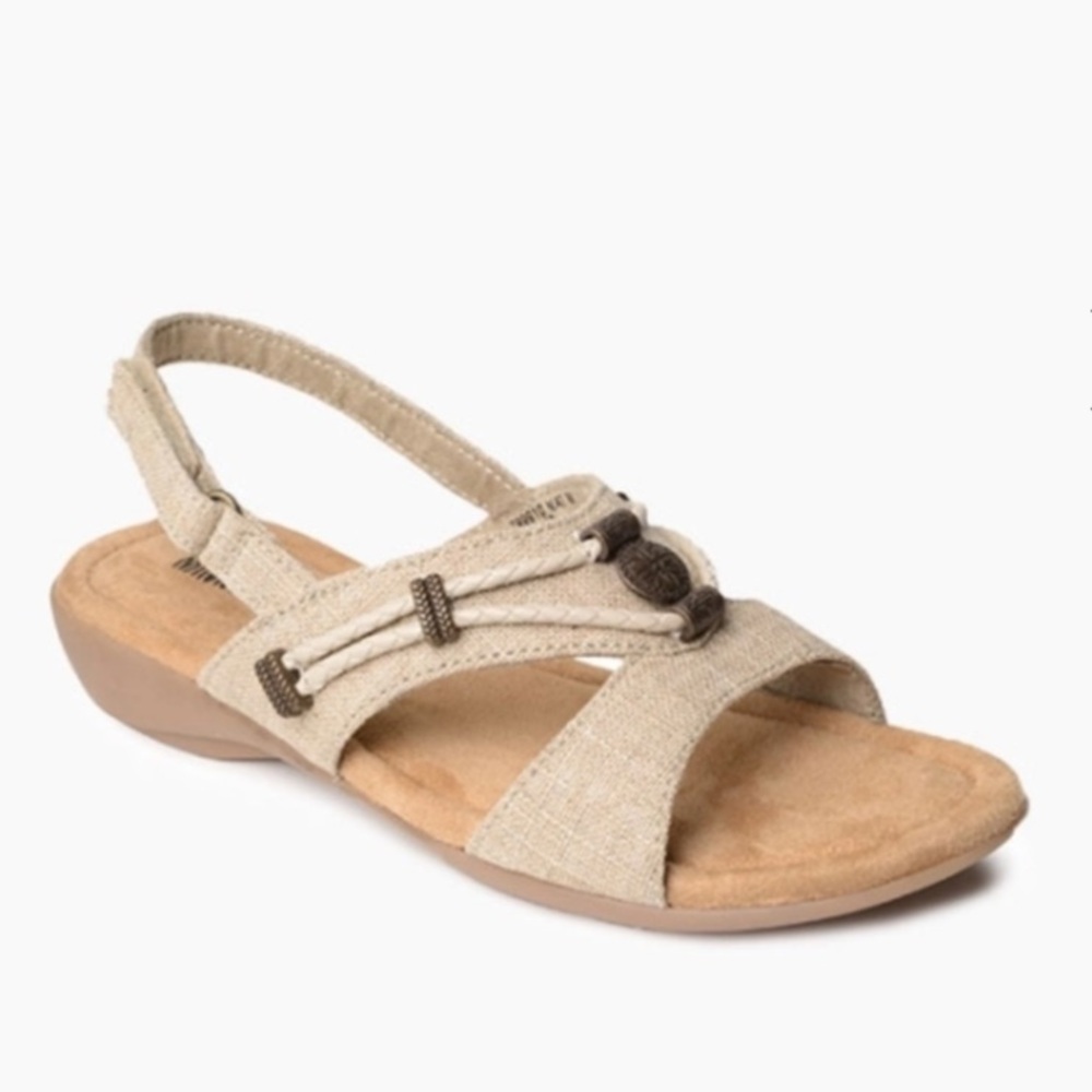 Minnetonka | Women’s Brown ‘Nut’ Leather Silvie Slingback Sandals Slight Heel 6M